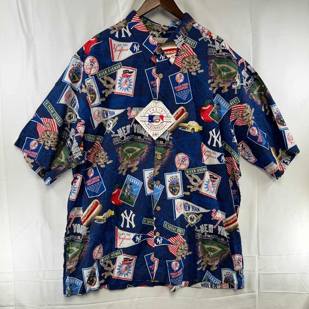 Reyn Sports New York Yankees Shirt Mens 3XL Navy Blue MLB Scenic All Over Print